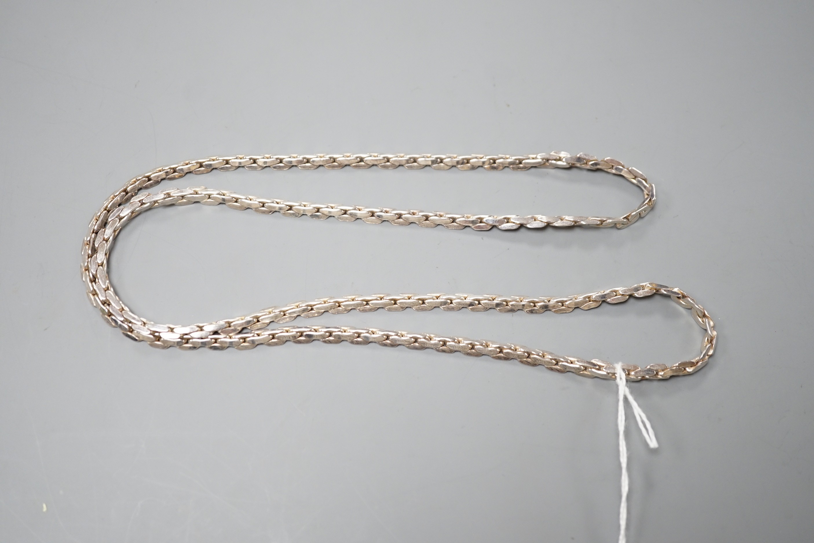 A modern Tiffany & Co sterling interwoven link necklace, 72cm, 56 grams.